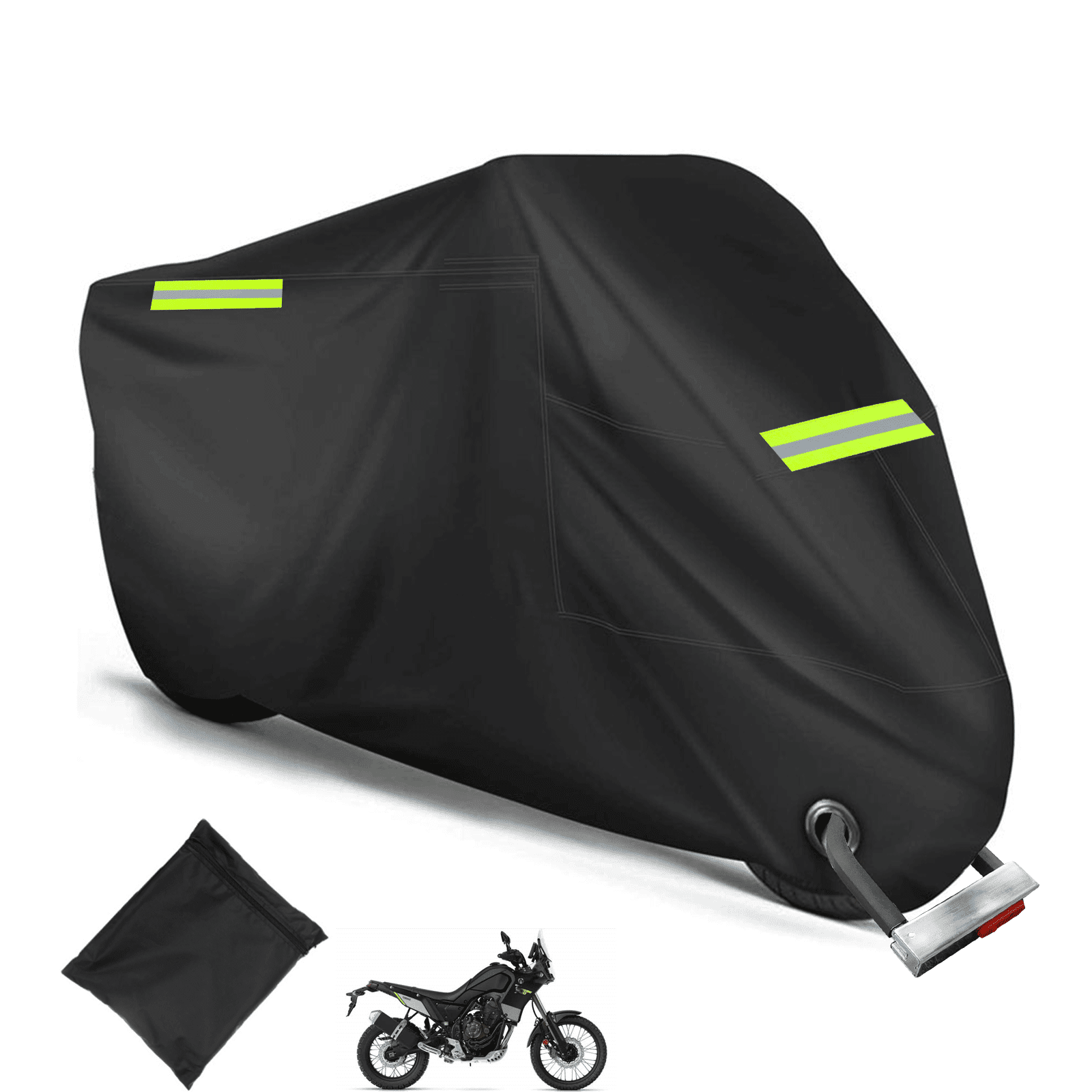 PAKASEPT Motorcycle Cover All Season Universal Weather Quality Waterproof Sun Outdoor Protection Durable Night Reflective with Lock-Holes & Storage Bag Fits up to 96" Motorcycles Vehicle Cover