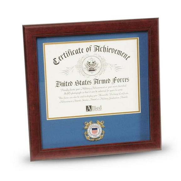 Allied Frame US Coast Guard Certificate of Achievement Picture Frame with Medallion