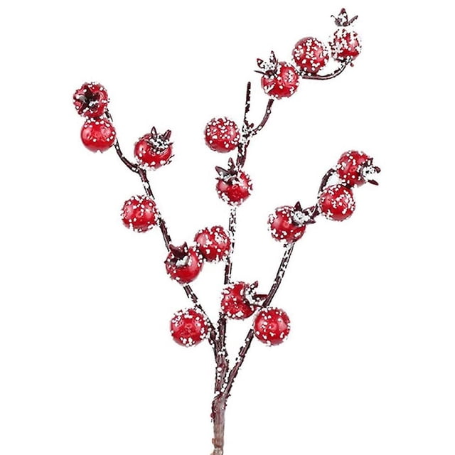 10 piezas de ramas decorativas de bayas rojas artificiales de 20 cm de longitud Afortunado Sencillez