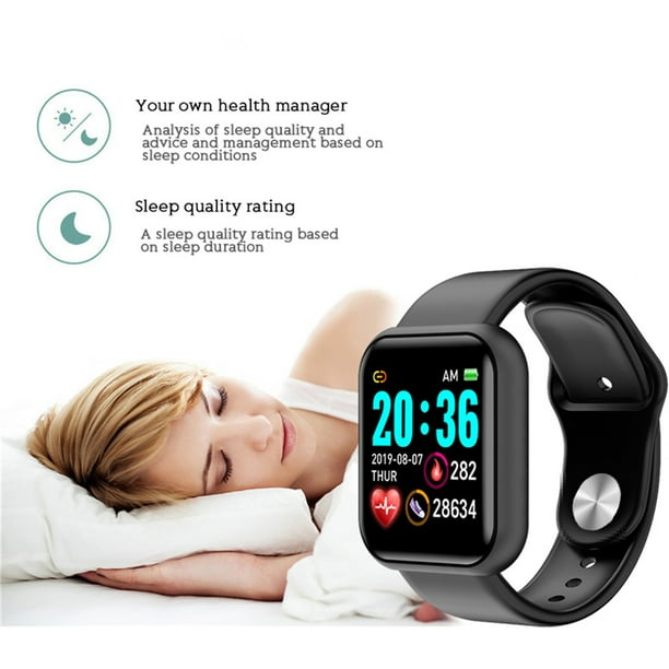 5pcs Square Dial Heart Rate Calories Smart Watch Remote Camera Control Sleep Fitness Wristwatch Multiple Language Wristband Black - Walmart.com