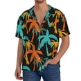 thumbnail image 7 of Lsque Palm Trees print Men's Cuban Collar Short Sleeve Shirt Summer Beachwear Casual Button Down Fashionable Vacation Leisure Shirt-3X-Large, 7 of 7