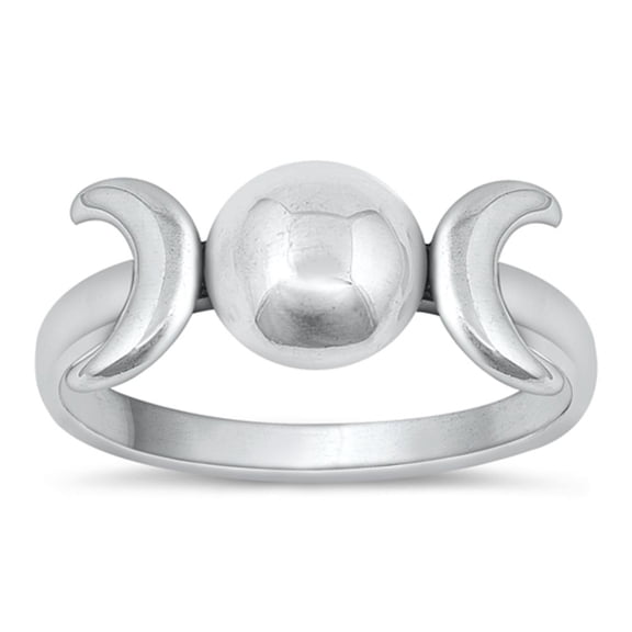 Classic Celestial Ring .925 Sterling Silver Crescent Moon Band Jewelry Female Male Unisex Size 8