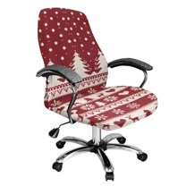 Renewold Office Chair Cover Christmas Tree Reindeer Snowflake Red Executive Computer Chair Cover Stain Resistant Dust-proof High Back Chair Protector Universal Fits Christmas Decor, L