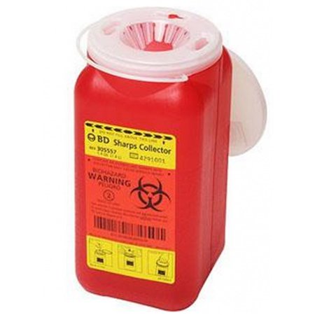 Multipurpose Sharps Container 1Piece 7.75H X 3.75W X 3.75D Inch 1.4 Quart Red Base Funnel Lid Qty 1