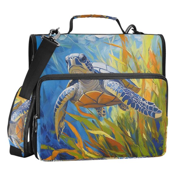 ALAZA Zipper Binder Bag Turtle and Grass 3 Ring File Folder Binder Organizer Bag