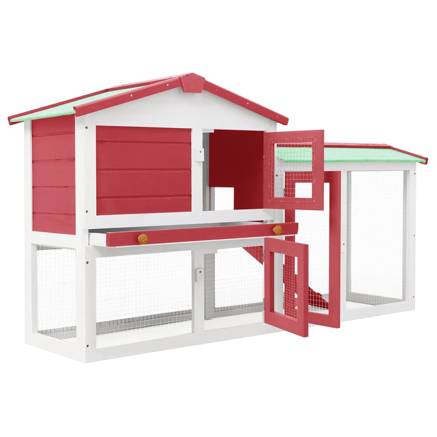 Pefilos 57" 2-Layer Wooden Rabbit Hutch with Run, Large Outdoor/Indoor Bunny Cage, Easy to Clean, Small Animal House Pet Cage, Red Pefilos 57" 2-Layer Wooden Rabbit Hutch with Run, Large Outdoor/Indoor Bunny Cage, Easy to Clean, Small Animal House Pet Cage, Red