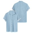 thumbnail image 1 of Men's Solid Color Button Short Sleeve Shirts Men's Casual Fashion Short Sleeve Shirts L, 1 of 3