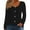 Black, variant on Zyekqe Long Sleeve Tops for Women Scoop Neck Buttons Striped Casual Loose Fitted Solid Color Tunic Tops