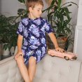 thumbnail image 4 of Fotbe blue starry sky Skull flower Pijama Estampada de 2 Piezas para Niños – Ropa de Dormir de Manga Corta Cómoda para Niños y Niñas, Camiseta y Shorts de Algodón-3X-Large, 4 of 6
