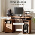 thumbnail image 4 of HOMCOM Computer Desk with Keyboard Tray, CPU Stand, Writing Desk with Drawers, Workstation for Home Office, Walnut Brown, 4 of 10
