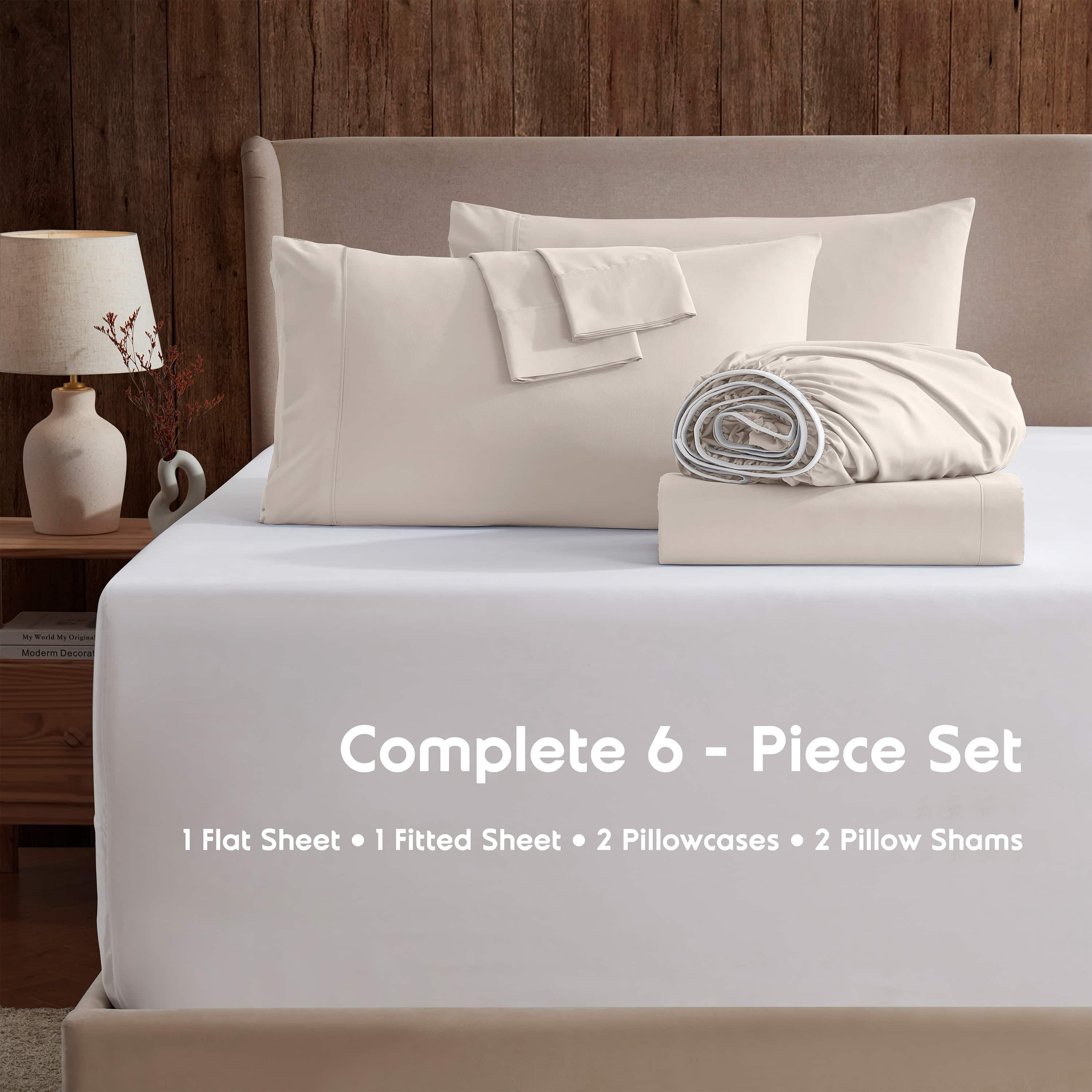 LammaLoe Extra Deep Pocket California King Sheets set, Fits 18"-24" Mattress, 6 Piece Soft Microfiber Bed Sheet Sets, Linen