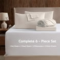 thumbnail image 2 of LammaLoe Extra Deep Pocket Queen Sheets set, Fits 18"-24" Mattress, 6 Piece Soft Microfiber Bed Sheet Sets, Linen, 2 of 8