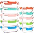 thumbnail image 1 of Food Storage Containers With Airtight Lids, Glass Meal Prep Containers Set, Glass Lunch Boxes For Home Kitchen Office Lunch,Leakproof Airtight Glass Meal Prep Containers (Multicolor), 1 of 7