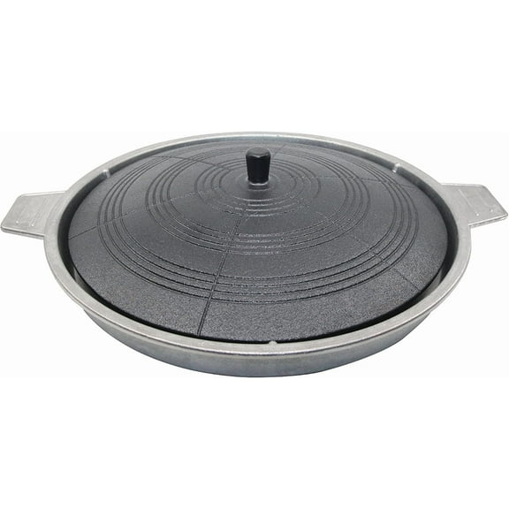 Korean Traditional Cast Iron BBQ Grill Pan - Black, 1 Liter Capacity for Indoor/Outdoor Cooking