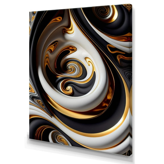 Designart Gold And Black Stained Glass Spiral IV Canvas Wall Art