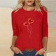 thumbnail image 1 of Xuyuer Women's Casual Daily Round Neck Three-Quarter Sleeve Loose T-Shirt, Comfortable 3/4 Sleeve Top for Spring Summer Everyday Fashion and Relaxed Weekend Wear, 1 of 5