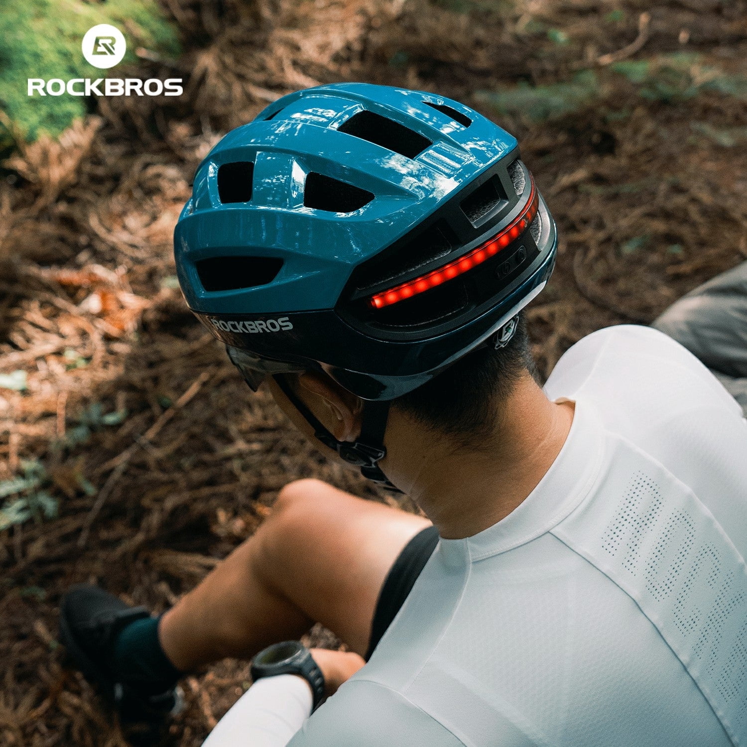ROCKBROS Cycling Helmet Lighting Smart Remote Warning Light Control Helemt,Front/Tail/Turn Signal Light High-density Foaming One-piece Molding Safety Helmet