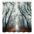 thumbnail image 2 of Ambesonne Nature Shower Curtain, Autumn Sky and Leaves, 69"Wx75"L, Grey Red, 2 of 4