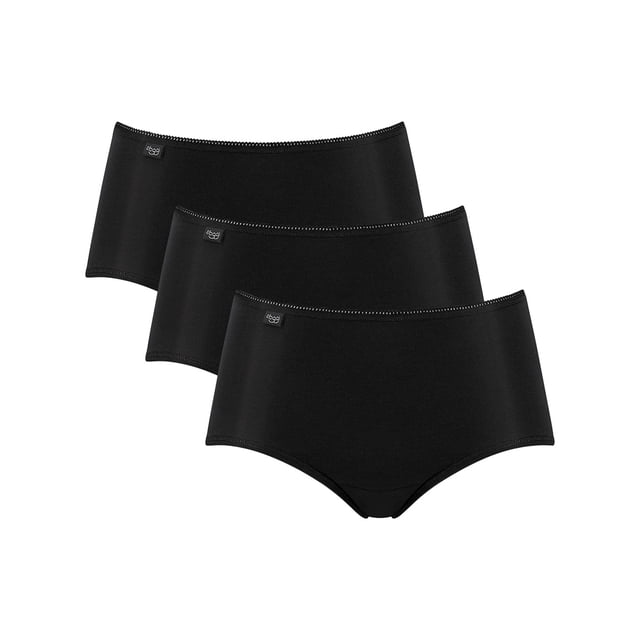 Sloggi Slip Midi para Mujeres, Paquete de 3 - 24/7 Microfibre, monocromo negro 48