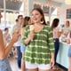 thumbnail image 2 of Tops de mujer plus size Agnes Orinda con rayas de teñido anudado, cuello en V, mangas 3/4, blusas casuales 4X verdes, 2 of 8