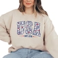 thumbnail image 3 of Floral USA Est 1776 Patriotic Varsity Graphic Casual Sweatshirt for Women, 3 of 6