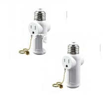 2PCS Home Decor Letaclanic Light Socket To Plug Adapter 2 Pack Pull Chain 2/3 Prong Light Socket Adapter E26/E27 Light Bulb Socket Polarized Plug Converter For Garages Living Rooms