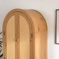 thumbnail image 6 of 63" Tall Arched Kitchen Pantry, Modern Farmhouse Wood Rattan Storage Cabinets with Adjustable Shelves, Freestanding Versatile Cupboard, for Kitchen, Dining Room, Bathroom, Natrual, 6 of 9