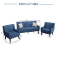 thumbnail image 3 of Lumibee Modern Tufted Faux Leather Upholstered Armchair Linen Accent Chairs Accent Chairs Blue/Linen/3-Piece 2Chairs+1Sofa Cotton,Wood 3-Piece, 3 of 4