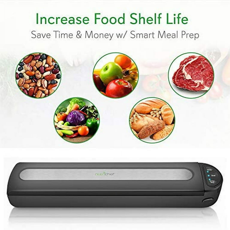 White Kitchen Food Vacuum Sealer - Compact Electric Air Sealing Preserver System with Reusable Vacuum Food Bags White Kitchen Food Vacuum Sealer - Compact Electric Air Sealing Preserver System with Reusable Vacuum Food Bags