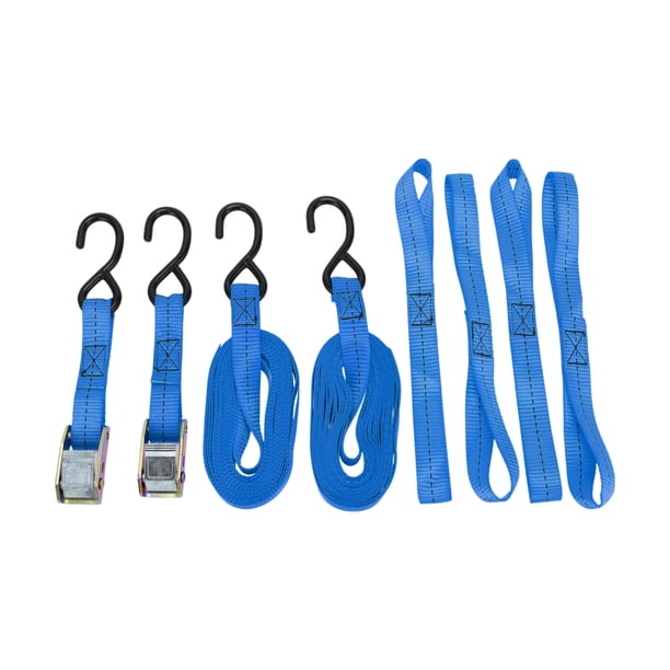 Correas de sujeción de trinquete Unique Bargains 1 juego 1 pulgada x 20 pies 1,100lb correas de trinquete para portaequipajes, motocicletas, camiones, remolques, azul