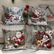 Xuniizn Christmas Pillow Covers 18x18 inch Xmas Decorations Soft Plush Faux Fur Wool Christmas Throw Pillow Cases Winter Holiday Decor for Sofa Living Room