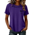 thumbnail image 3 of Stars Moon Funny Graphic Tees for Women Round Neck Short Sleeve Casual Fall Tops Fall Shirts Purple S, 3 of 6