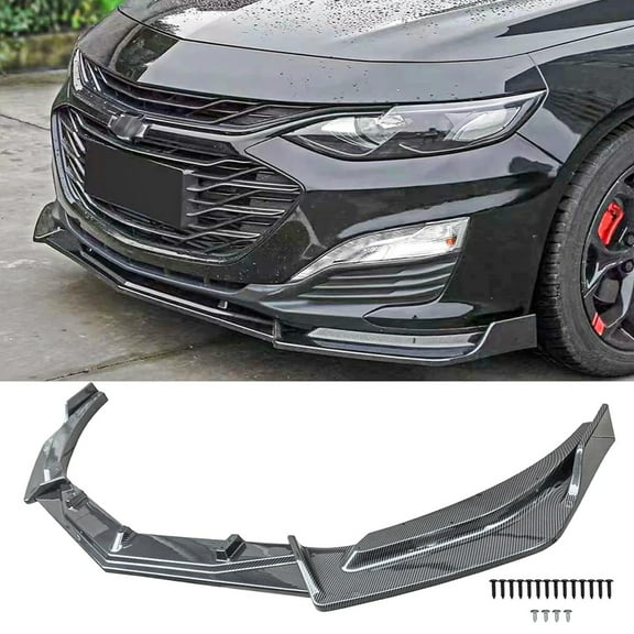 NINTE Front Bumper Lip for 2016-2023 2024 Chevrolet Malibu ABS 3PCs Carbon Fiber Look