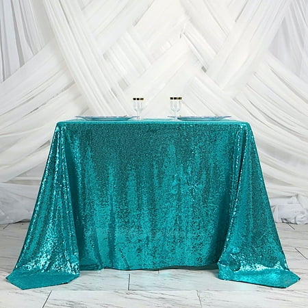 

BalsaCircle 90 x 90 Turquoise Square Sequined Table Overlays Wedding Party Tablecloth