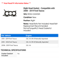 thumbnail image 2 of Right Head Gasket - Compatible with 2008 - 2019 Ford Taurus 2009 2010 2011 2012 2013 2014 2015 2016 2017 2018, 2 of 2
