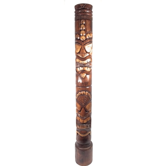 Happy, Love & Prosperity Tiki Totem 63" Antique Finish - Hand Carved | #dpt5379160