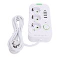 thumbnail image 1 of Adaptador De Enchufe De Viaje Europeo, Interruptor De Sobrecarga De 10A, Regleta De Enchufes De La UE, Enchufe De La UE De 110-250V, 4 Puertos USB A Con Cable De 2m Para Cocina, 1 of 7