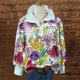 thumbnail image 2 of Craaazy Women's Striped Ruffle Collar Carnival Party Graphic Long Sleeve Mardi Gras Tops with Button Gifts, 2 of 4