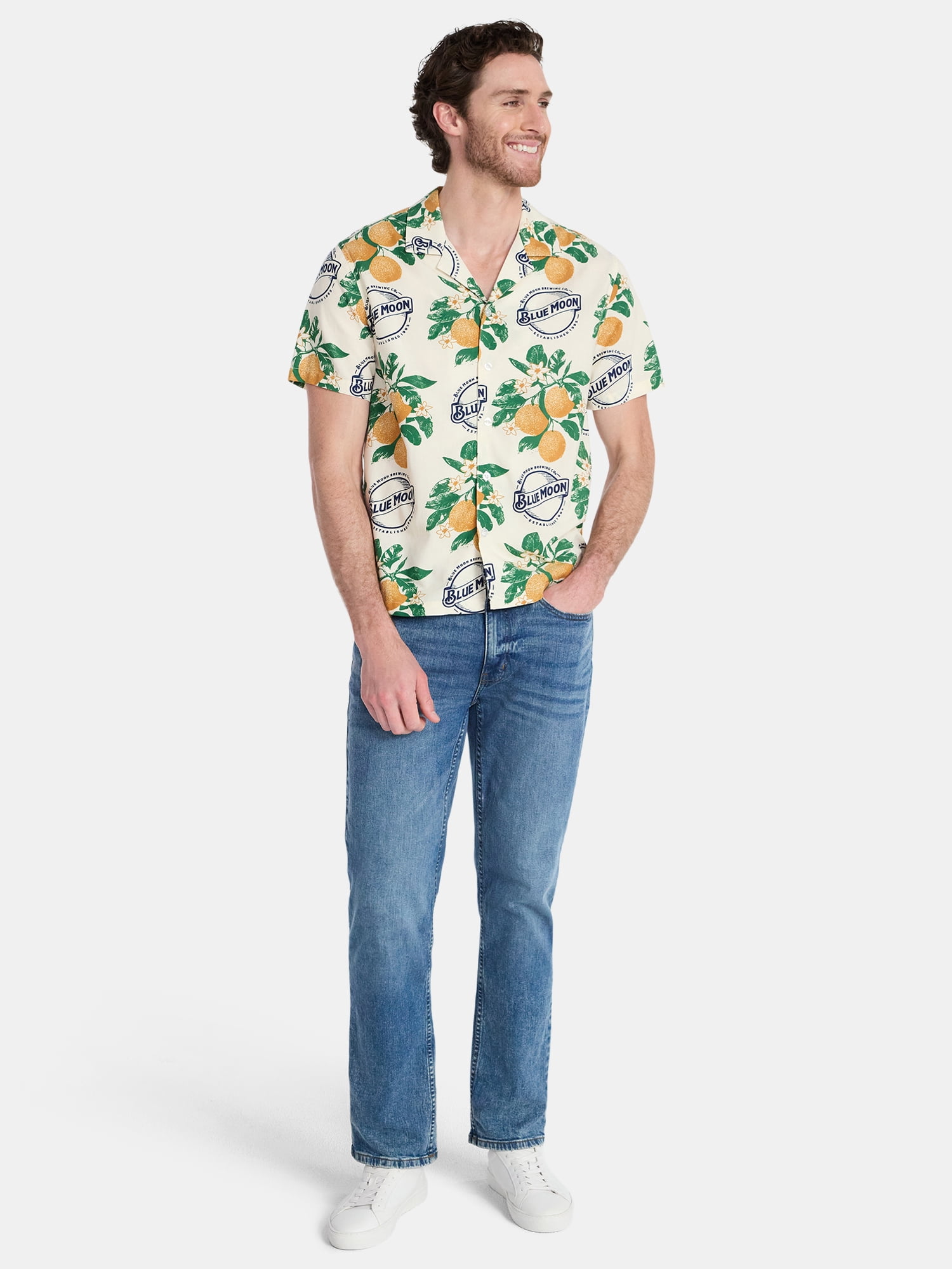 Blue Moon Men's and Big Men's Elevated Button Up with Short Sleeves, Sizes S-3XL