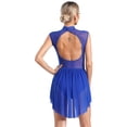 thumbnail image 2 of YONGHS ​​​Women Figure Ice Skating Dress Mesh Patchwork Leotard Lyrical Dance Costume Blue S, 2 of 7