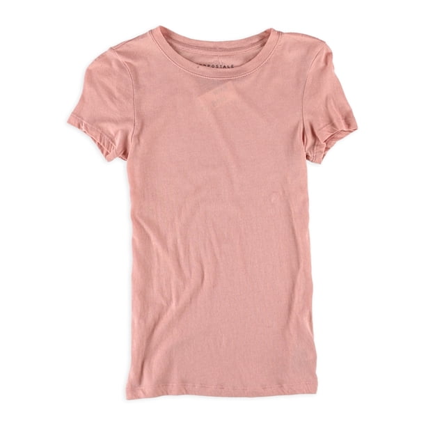 Aeropostale Camiseta básica sólida para mujer, rosa, mediana Aeropostale Camiseta básica