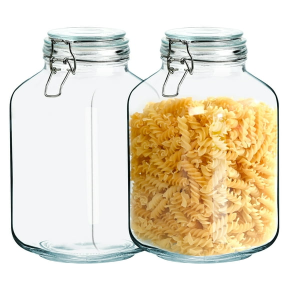 2 Pack 106 oz Glass Jars with Lid, Wide Mouth Flour, Sugar, Cereal, Pasta, Rice, Coffee Container