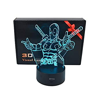 marvel deadpool 3D LED Light 7 colours remote control & touch super hero decore 