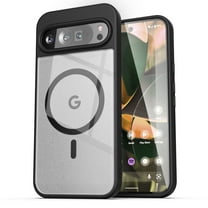 Encased Magnetic Clear Case for Google Pixel 9 Pro XL 6.8" (Compatible with MagSafe) Dual-Hybrid Protection with TPU Bumper (Black)