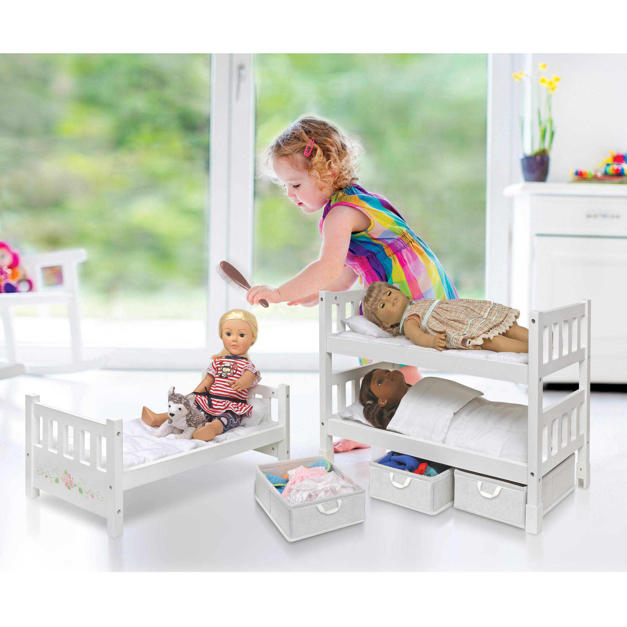 badger basket white rose doll crib