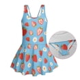 thumbnail image 6 of COEQINE Swim Dress for Girls with Built-in Liner & Flowy Skirt, Scoop U-Neck V-Back Playful Tankini Style Swimsuit for 10-11 Year Olds, Polyester Spandex Blend, Strawberry Daisy Blue, 6 of 8