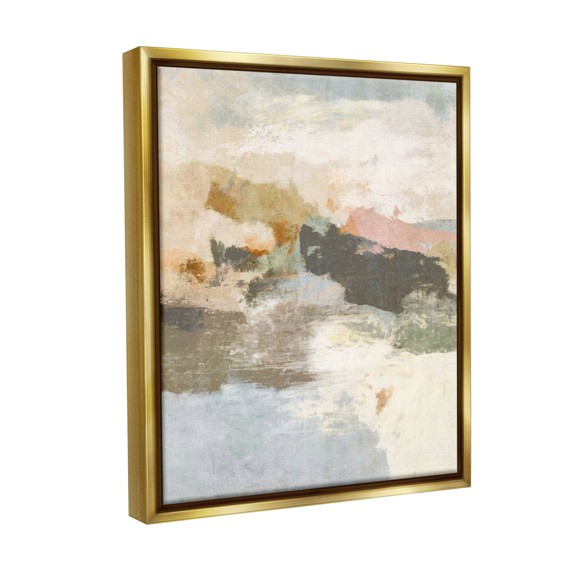 Stupell Industries Abstract Rustic Painting Abstract Painting Gold Floater Framed Canvas Art Print Wall Art, 17 x 21