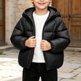thumbnail image 5 of Jalioing Toddler Kids Puffer Jacket Solid Color Long Sleeve Zipper Winter Coat Thick Thermal Hooded Jacket Outerwear, 5 of 9