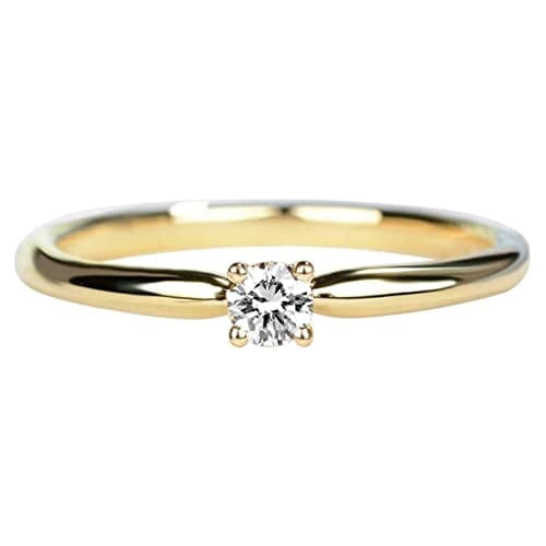 HeartsAndYou 0.3ct Engagement Ring for Women Round Cut Moissanite Solitaire Design 18k Yellow Gold Over Silver