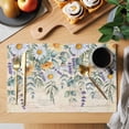 thumbnail image 2 of Floral Eucalyptus Leaves Placemats Set of 12, Daisy Summer Botanical Vintage Placemats for Dining Table, Place Mats for Kitchen Tabletop, Waterproof Wipeable Dining Table Mats Set, 2 of 9